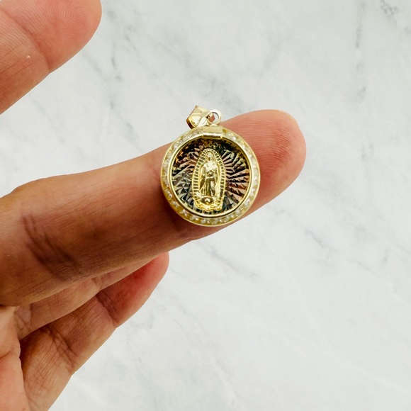 10k Solid Gold Virgin Mary Charm Pendant